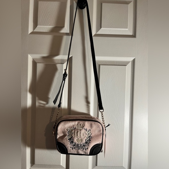 Juicy Couture Handbags - NWT Juicy Couture Velour Heritage Crossbody Bag Dusty Blush Pink Logo